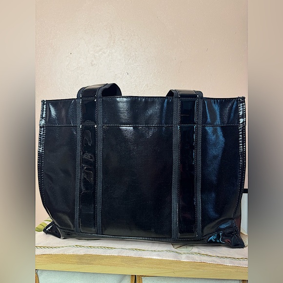 Tory Burch Black Patent Leather Large Hand Bag Shoulder Tote - Picture 8 of 15